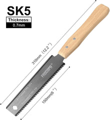Hand Saw Woodworking Tools, 6-Inch Pull Saw, Flexible Double-Edge Blade 17/11 TPI, Japanese Flush Cut for DIY Craft, Non-Slip Wood Handle, Sharp & Lightweight for Woodworking and Garden Trim