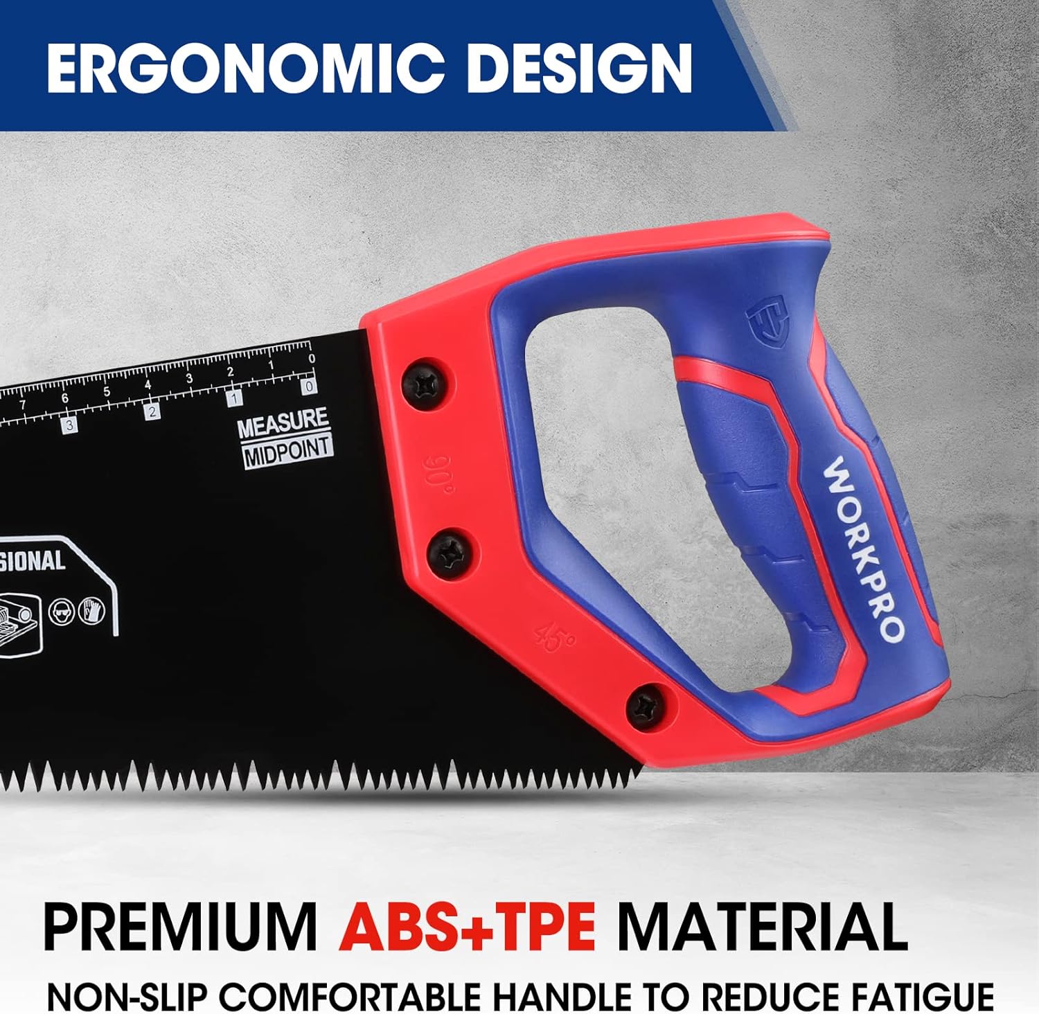 WORKPRO Hand Saw, 16-Inch Universal Handsaw with Non-Slip Comfortable Handle, Anti-rust Wood Saw With Chip Removal Design, Heavy-Duty Hand Saw for Cutting Wood, Laminate, PVC