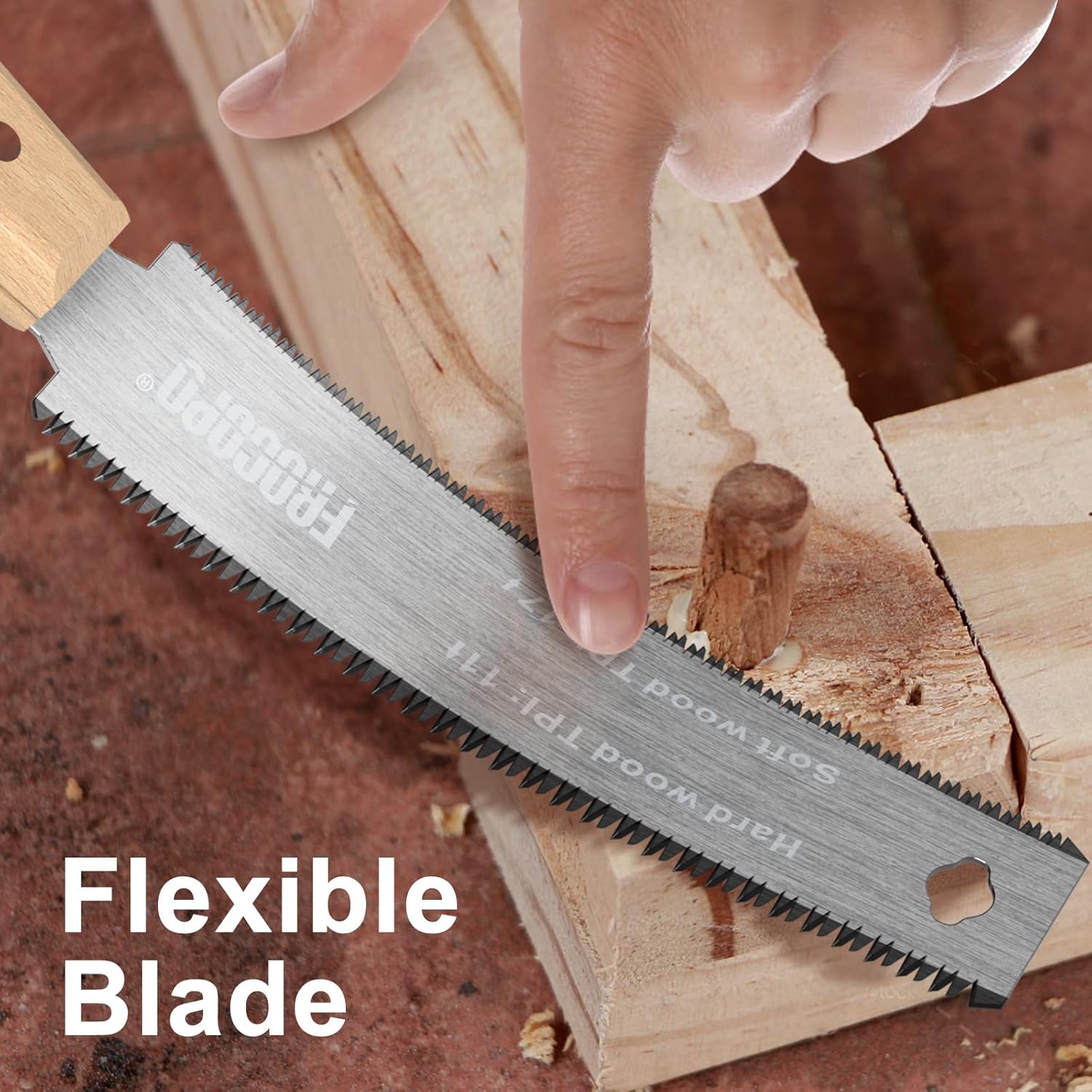 Hand Saw Woodworking Tools, 6-Inch Pull Saw, Flexible Double-Edge Blade 17/11 TPI, Japanese Flush Cut for DIY Craft, Non-Slip Wood Handle, Sharp & Lightweight for Woodworking and Garden Trim