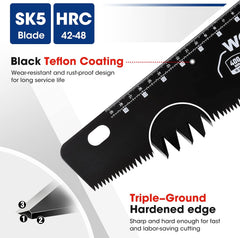 WORKPRO Hand Saw, 16-Inch Universal Handsaw with Non-Slip Comfortable Handle, Anti-rust Wood Saw With Chip Removal Design, Heavy-Duty Hand Saw for Cutting Wood, Laminate, PVC