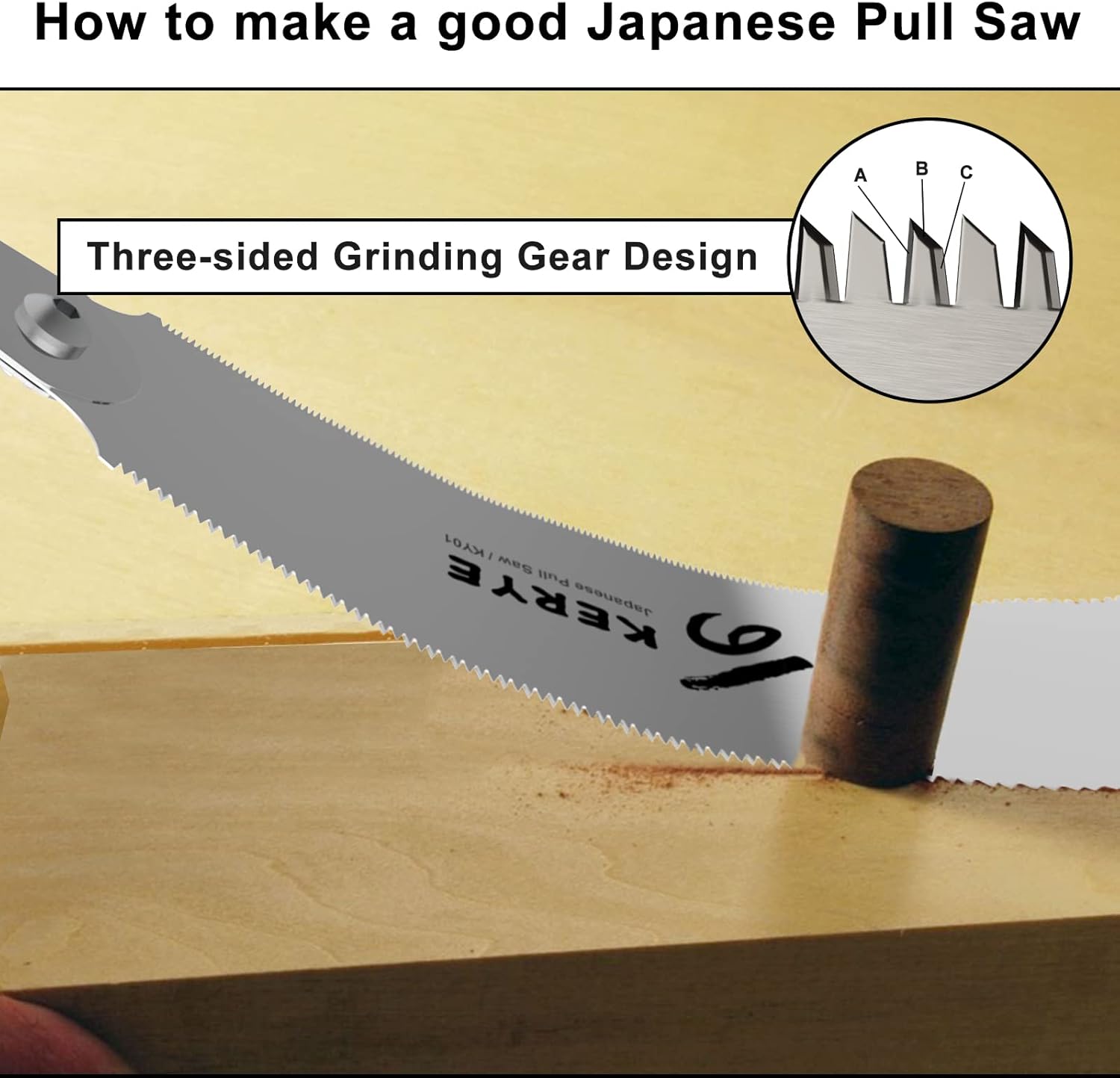 KERYE Japanese Pull Saw 9.5 Inch, Hand Saw with Double Edges of 10/17 TPI and Replaceable Blade, Ryoba Wood Cuttter, Sharp and Light Woodworking Tools Gifts for Men and Women-KY01