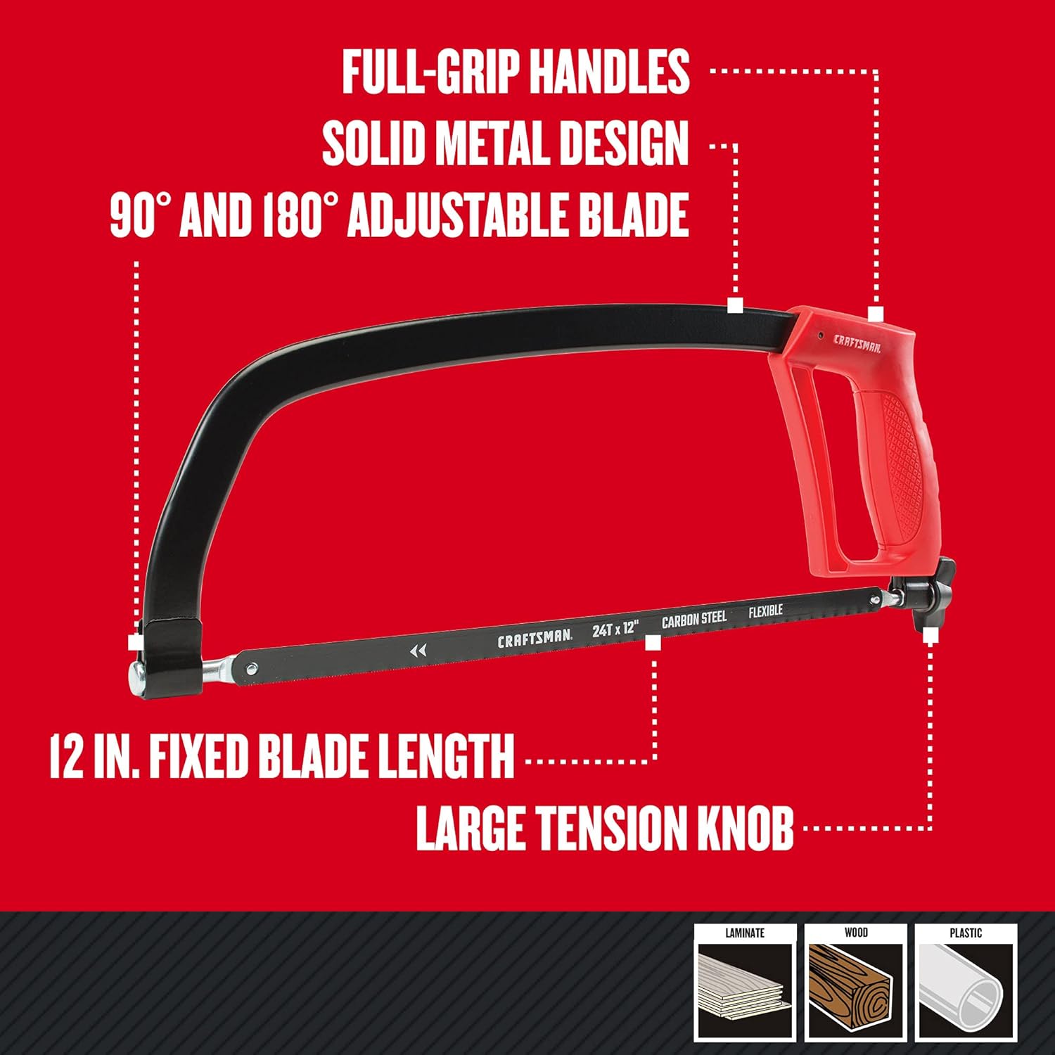 CRAFTSMAN Hand Saw, 12-Inch Hacksaw (CMHT20138)
