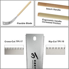 KERYE Japanese Pull Saw 9.5 Inch, Hand Saw with Double Edges of 10/17 TPI and Replaceable Blade, Ryoba Wood Cuttter, Sharp and Light Woodworking Tools Gifts for Men and Women-KY01