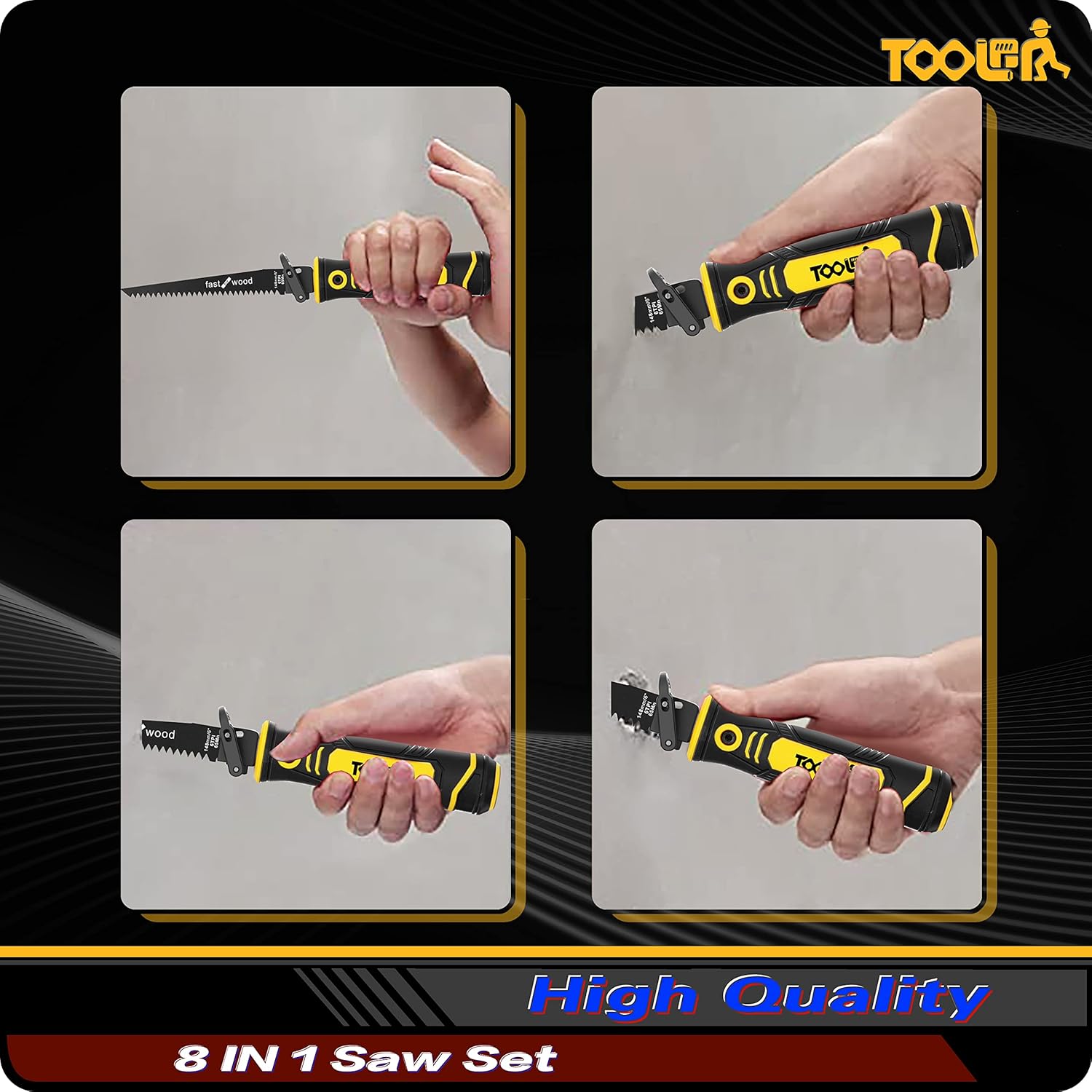 8-In-1 Multi Blades Hand Saw, Drywall Cutter Saw. Hacksaw. Long Blade Hand Saw, Jab Saw, For Cutting Drywall, Sheetrock, Wood, Metel, Plastic, Plywood. Blade Quick Change Mechanism.