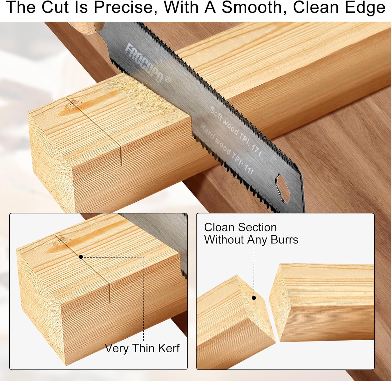 Hand Saw Woodworking Tools, 6-Inch Pull Saw, Flexible Double-Edge Blade 17/11 TPI, Japanese Flush Cut for DIY Craft, Non-Slip Wood Handle, Sharp & Lightweight for Woodworking and Garden Trim