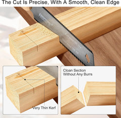 Hand Saw Woodworking Tools, 6-Inch Pull Saw, Flexible Double-Edge Blade 17/11 TPI, Japanese Flush Cut for DIY Craft, Non-Slip Wood Handle, Sharp & Lightweight for Woodworking and Garden Trim