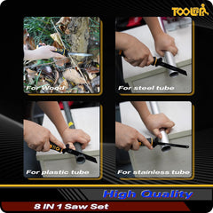 8-In-1 Multi Blades Hand Saw, Drywall Cutter Saw. Hacksaw. Long Blade Hand Saw, Jab Saw, For Cutting Drywall, Sheetrock, Wood, Metel, Plastic, Plywood. Blade Quick Change Mechanism.