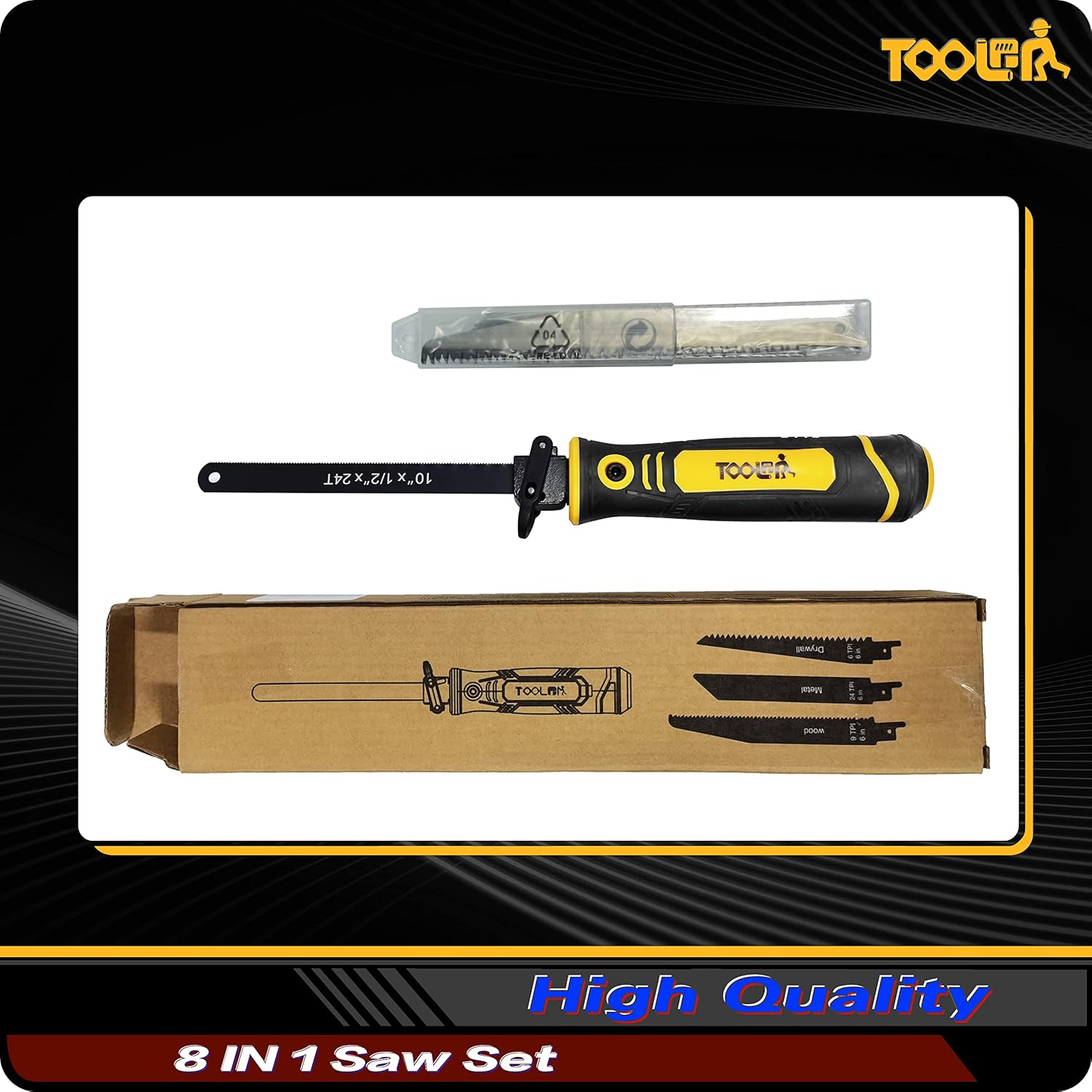 8-In-1 Multi Blades Hand Saw, Drywall Cutter Saw. Hacksaw. Long Blade Hand Saw, Jab Saw, For Cutting Drywall, Sheetrock, Wood, Metel, Plastic, Plywood. Blade Quick Change Mechanism.
